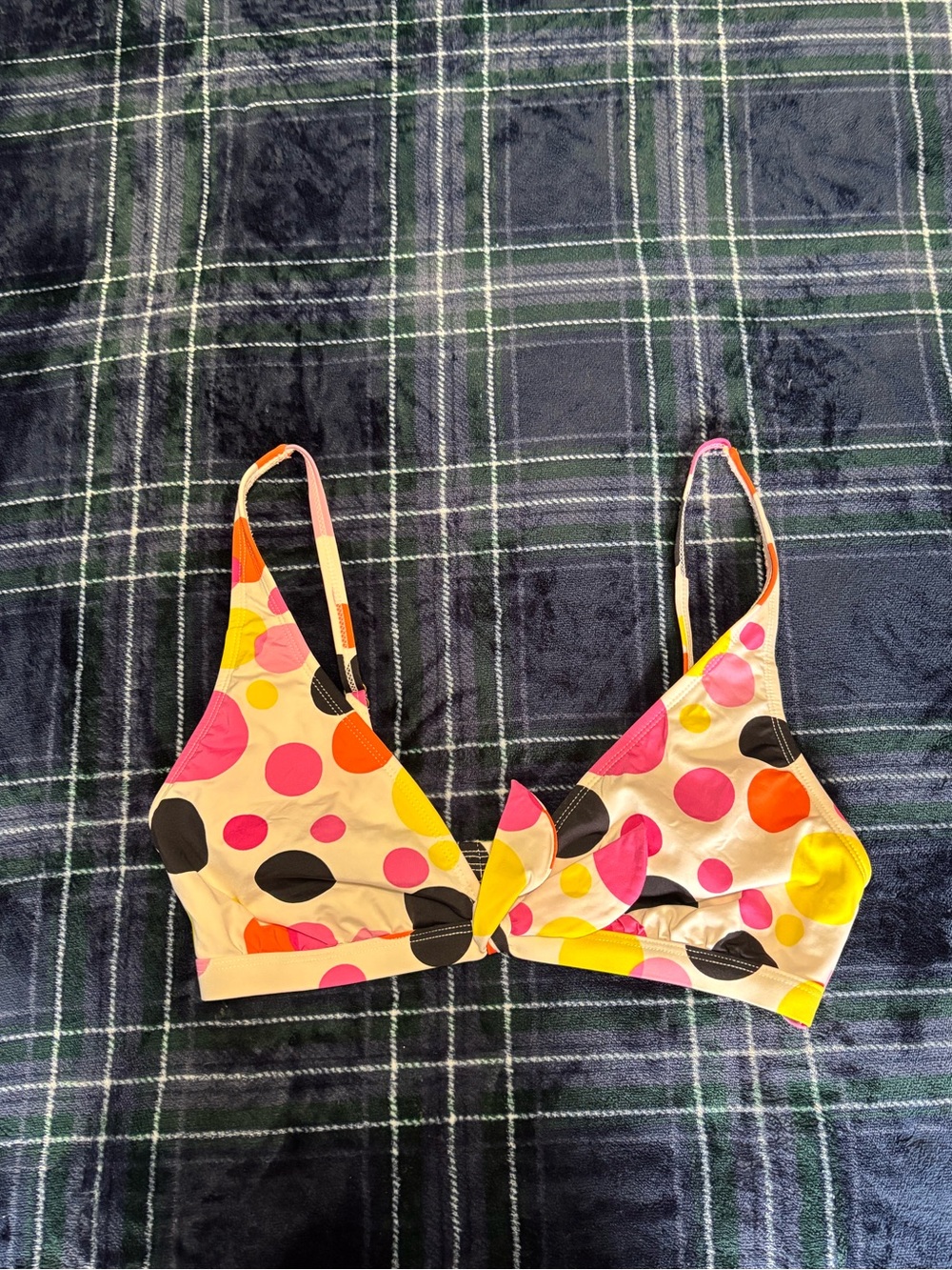 Y2K 2000s Jag Swimwear bikini top with multicolored polka dots
